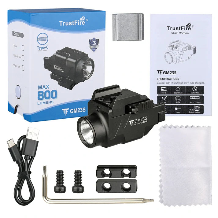 TrustFire GM23S Light 800 Lumen Rail Mount C-Type Rechargeable Tactica