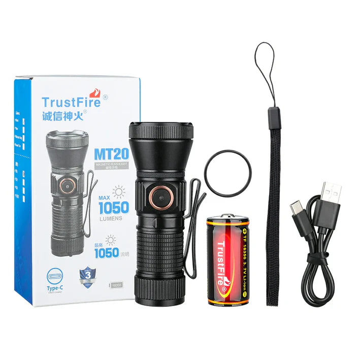 borealis rechargeable flashlight 1050 lumens TrustFire MT20 Rechargeable EDC Flashlight 1050 Lumens