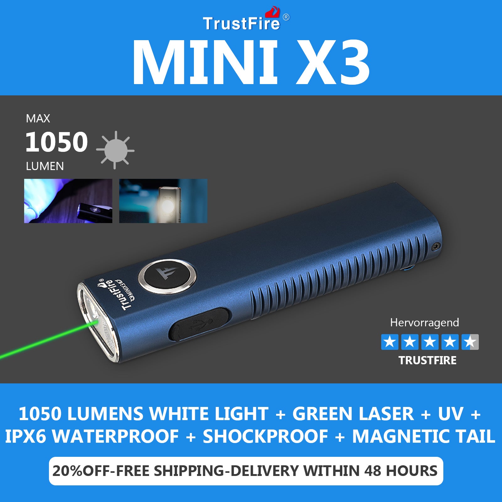 MINI X3 flat flashlight is suitable for various activities（20%OFF）