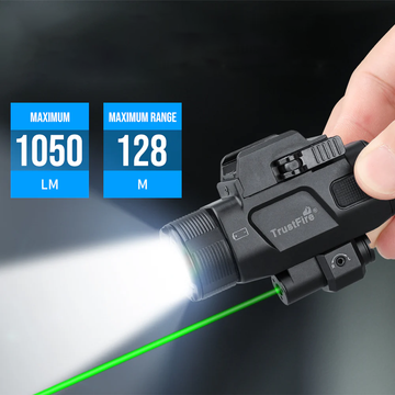 TrustFire GM07 tactical weapon light and green laser combo – front view