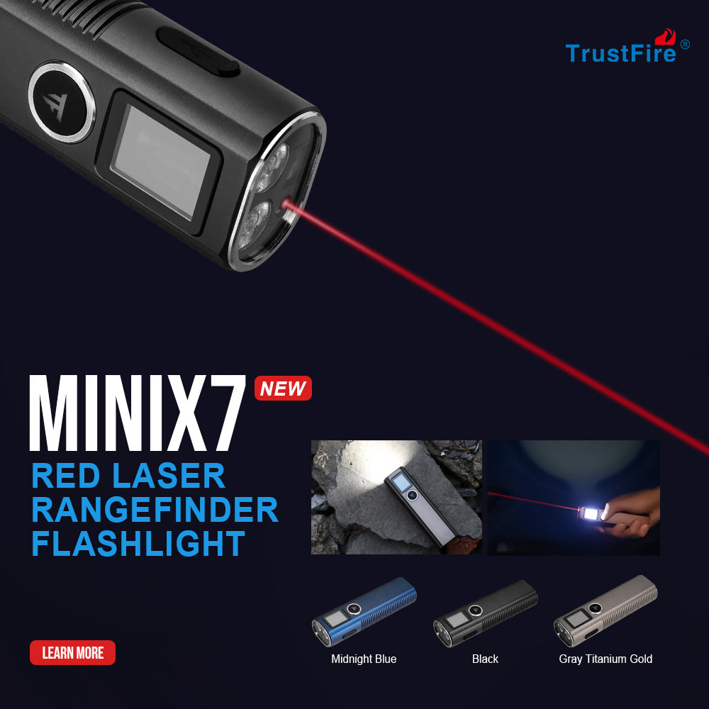 ✨TRUSTFIRE MINI X7 is the first built-in rangefinder flashlight in the industry, bringing you a new experience.