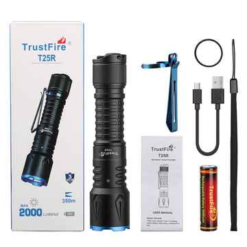 T25R DUAL-TAIL-SWITCH TACTICAL FLASHLIGHT — HIGH-INTENSITY, LONG-THROW BEAM