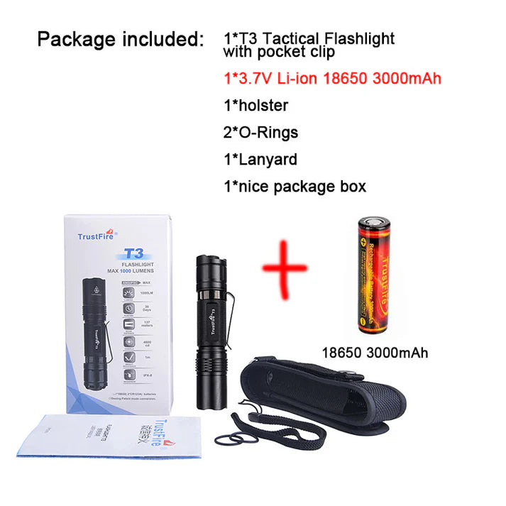 Rechargeable EDC Flashlight 1000 Lumens